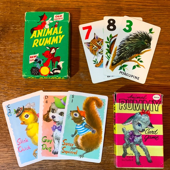 SOLD Vintage Animal Rummy Cards Set Lot! So cute! Old favorite vintage kids game - Picture 1 of 8